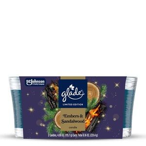 Glade Embers & Sandalwood Candle in Purple and Blue